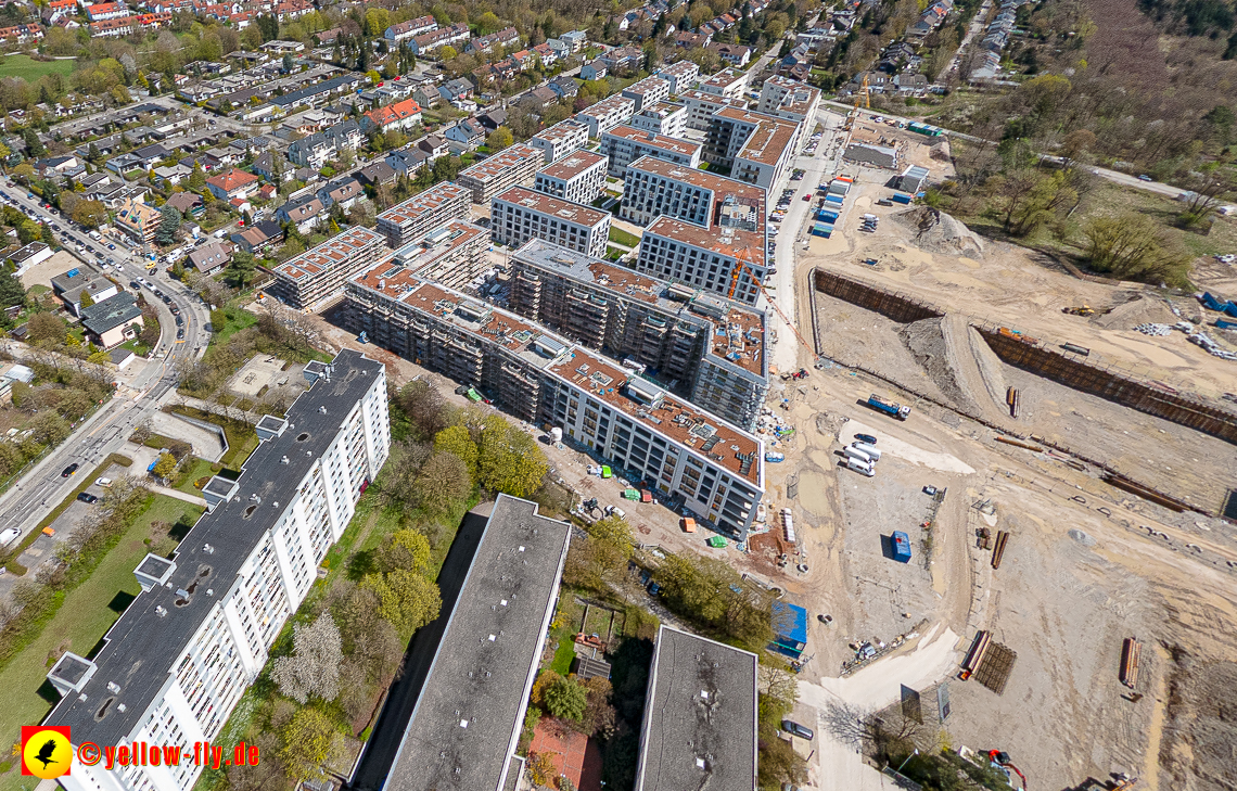 21.04.2023 - Luftbilder von der Baustelle Alexisquartier und Pandion Verde in Neuperlach